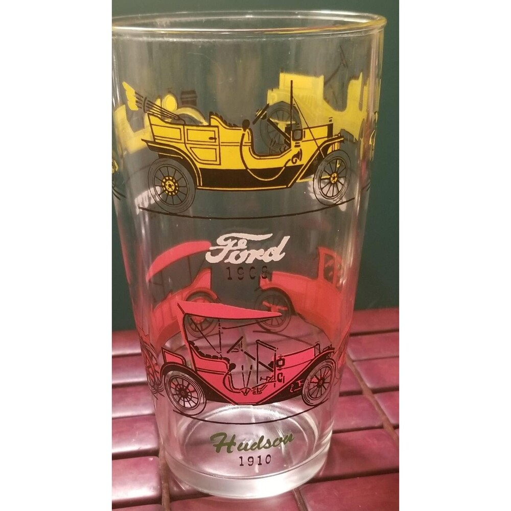 Antique Car Cocktail Mixing Glass Vintage Retro Barware 18oz 6.5"x3.75" Diameter